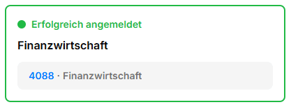 Erfolgreiche Anmeldung