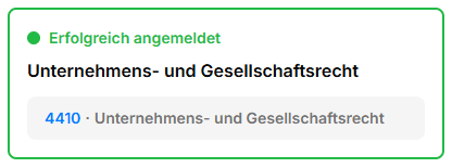 Erfolgreiche Anmeldung